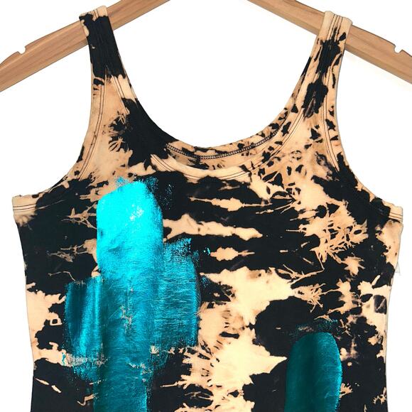 Germanier Paris Hand Dyed & Metallic Painted Bodycon Mini Tank Dress Size US 6 - Picture 2 of 15